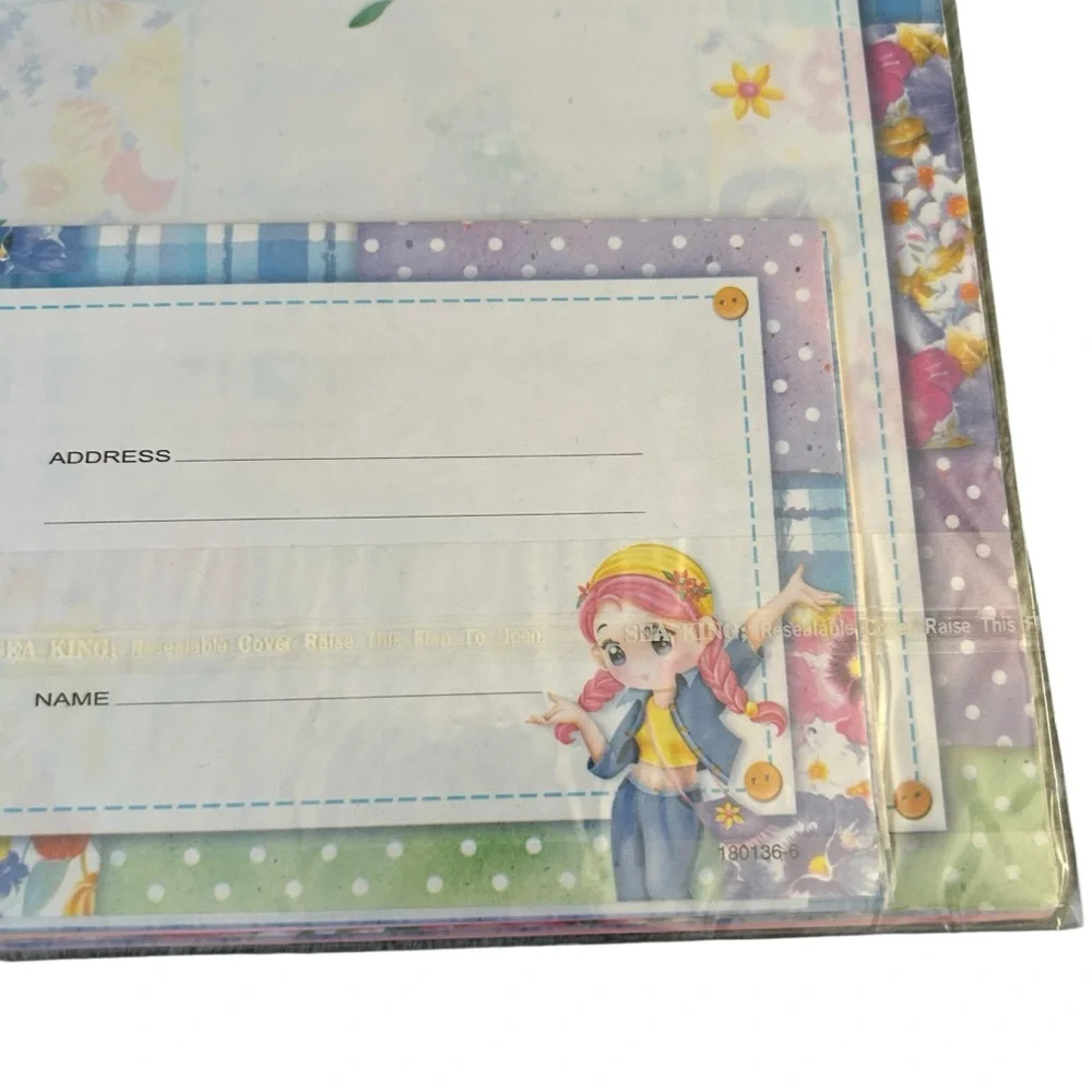 Vintage Y2K Cute Girl Stationary Letter Set Made in Taiwan Blue Denim Kawaii NWT